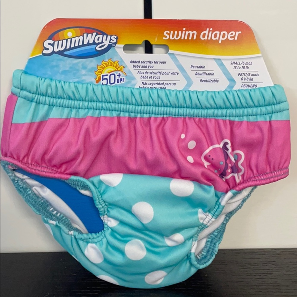 Swim diaper reusable, Pink, Small 6months,13-18lbs